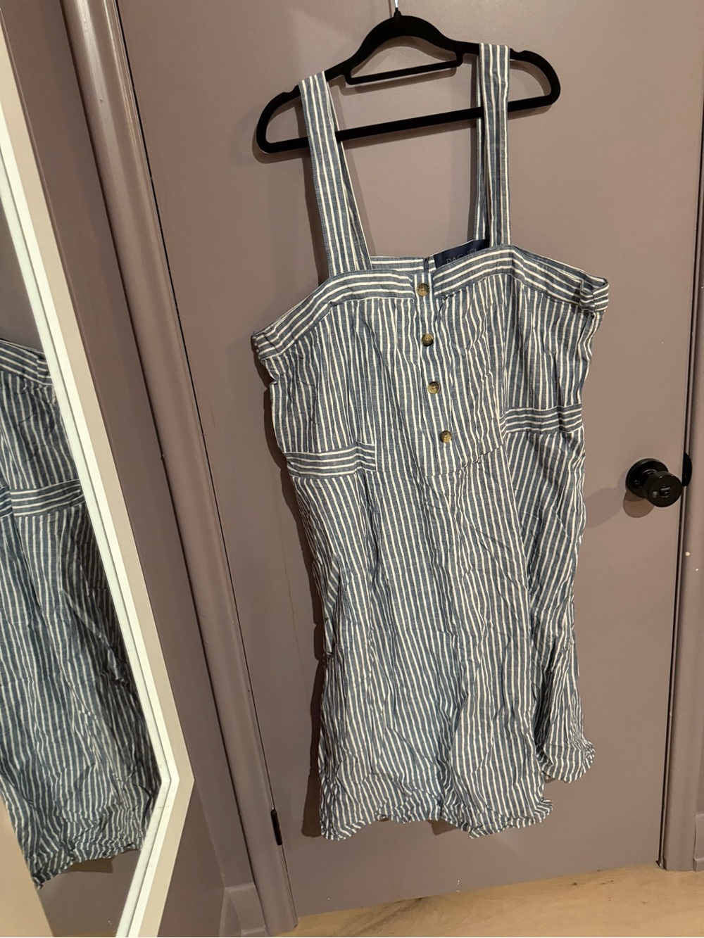 RACHEL Rachel Roy Blue and White Striped Button Sundress